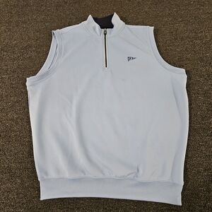 F&G Tech Mens Golf Vest Large Light Blue Quarter Zip Lightweight